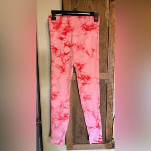 Senita Athletics Pink and Red Tie-Dye Leggings